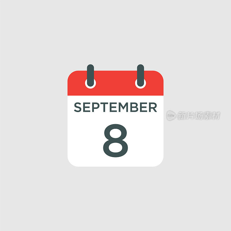 日历- 9月8日图标插图孤立向量符号符号